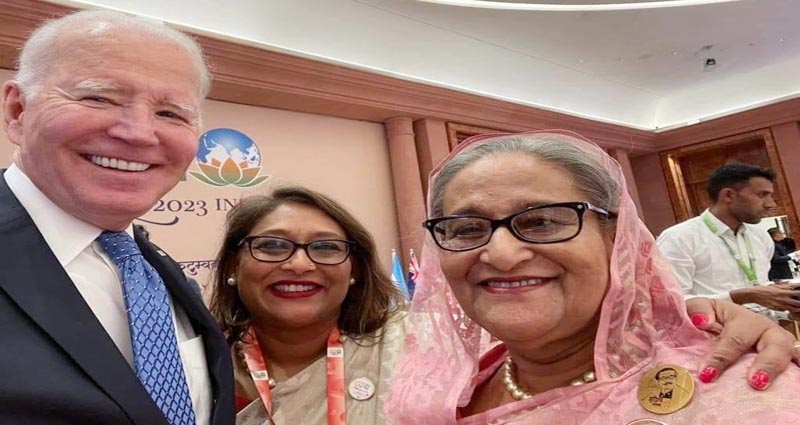 প্রধানমন্ত্রী শেখ হাসিনার সঙ্গে মার্কিন প্রেসিডেন্ট জো বাইডেনের সেলফি