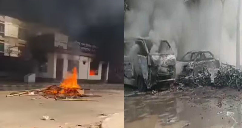 কালিয়াকৈরে পুলিশ বক্স ও গাড়িতে আগুন, হাসপাতাল ভাঙচুর