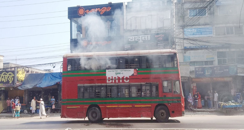 টঙ্গীতে বিআরটিসি’র বাসে আগুন