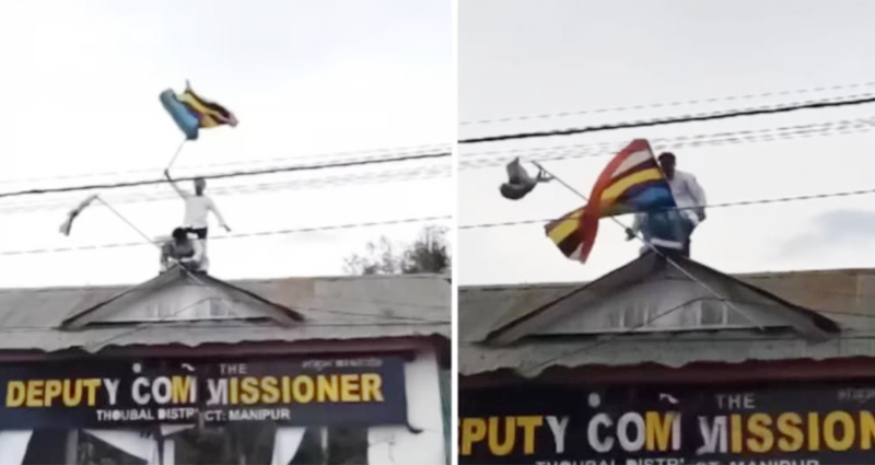 মণিপুরে ভারতের পতাকা সরিয়ে মেইতি পতাকা টাঙাল শিক্ষার্থীরা