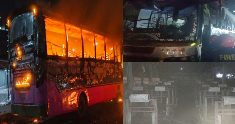 গাজীপুরে পৃথক স্থানে তিন বাসে অগ্নিসংযোগ