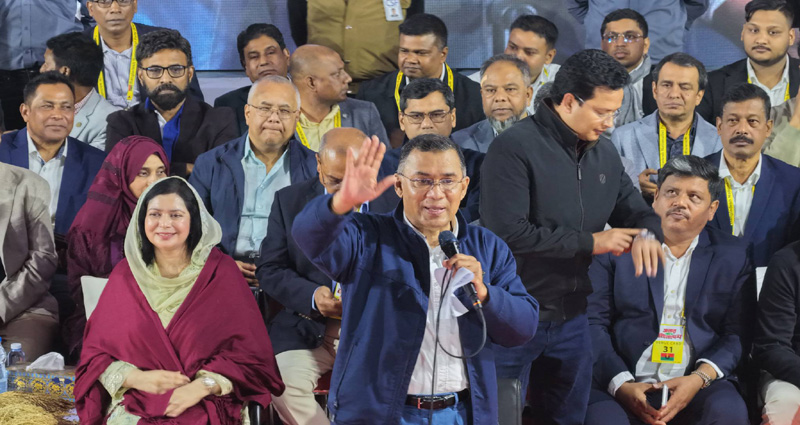 গাজীপুর জনসভা মঞ্চে তারেক রহমান