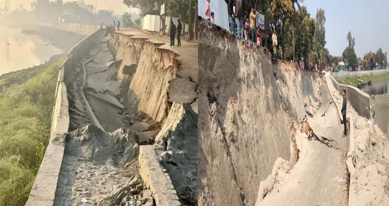 গাজীপুরে উদ্বোধনের আগেই ভেঙে গেল ২৫ কোটি টাকার সড়ক